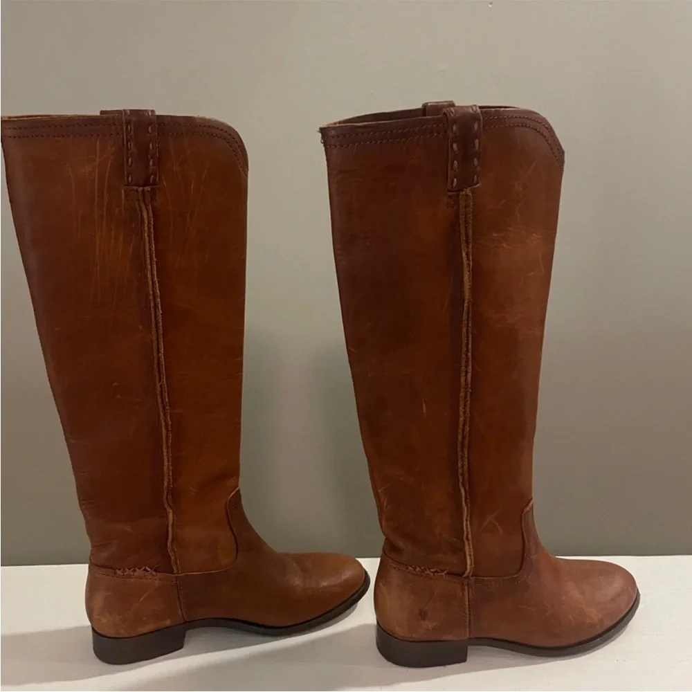 Frye Cara Tall Brown Leather Riding Boots Women’s 6.5 B Classic - Picture 2 of 6